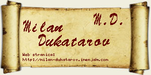 Milan Dukatarov vizit kartica